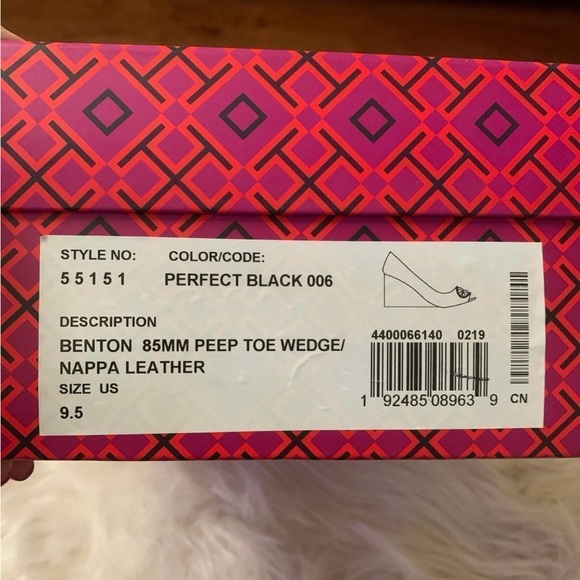 Tory Burch Benton Peep Toe Wedge Size 9.5 - Picture 5 of 6